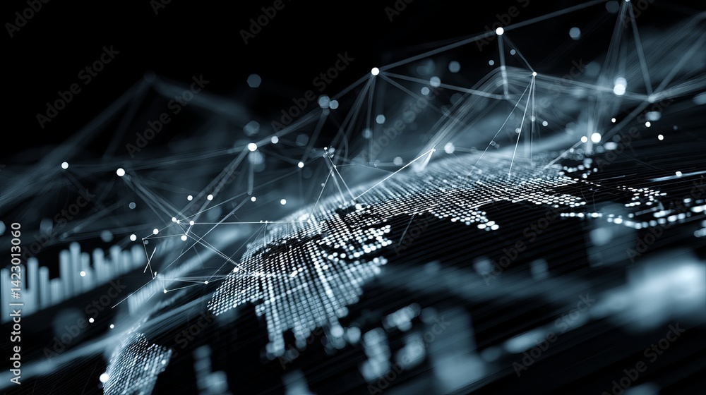 Aufkleber data exchange and digital technology background with software development, cloud computing, business