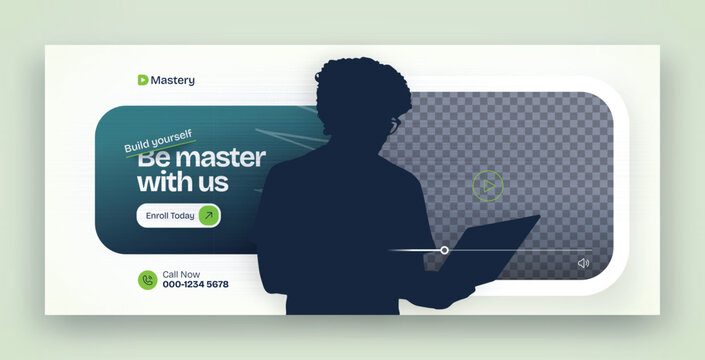 Facebook cover web banner youtube thumbnail design template for digital training online course sale platforms