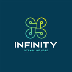 Modern Infinity Loop Logo Vector Template with Gradient Symbol