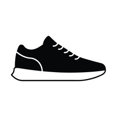 Sneaker icon, Sneaker solid black silhouette vector art on a white background