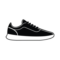 Sneaker icon, Sneaker solid black silhouette vector art on a white background