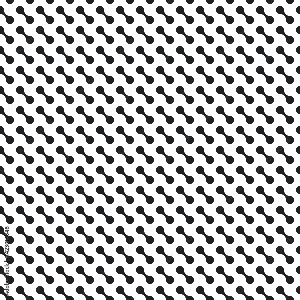 Poster seamless pattern with black metaballs on a white background. modern contemporary geometric shapes an