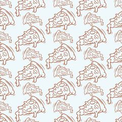 Hand Drawn Pizza Seamless Pattern