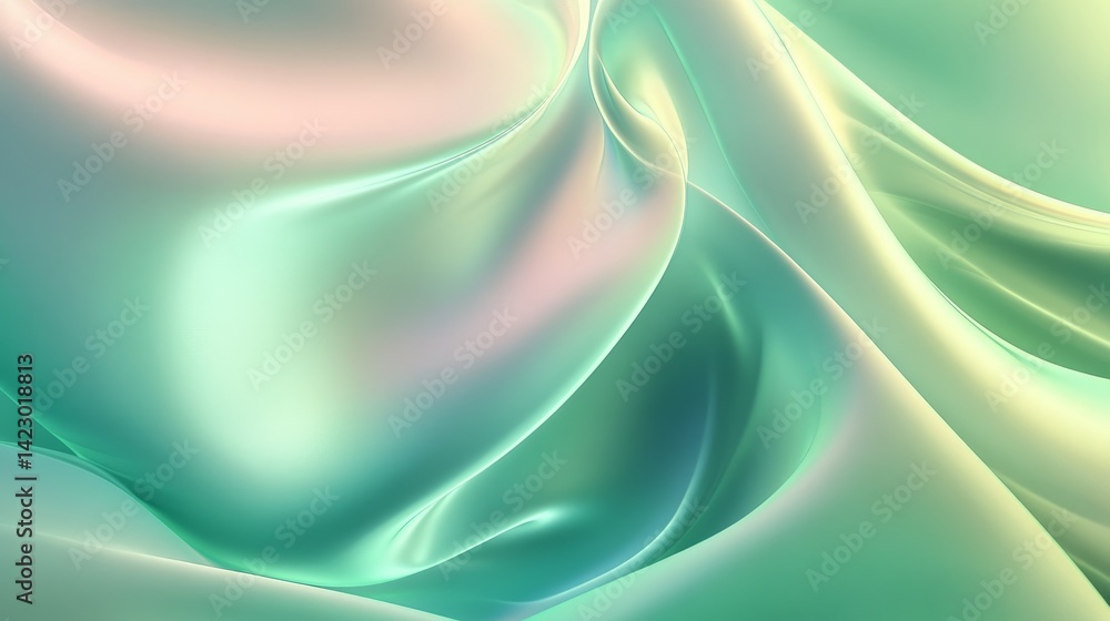 Poster soft metallic waves create a tranquil abstract background featuring smooth textures and serene color