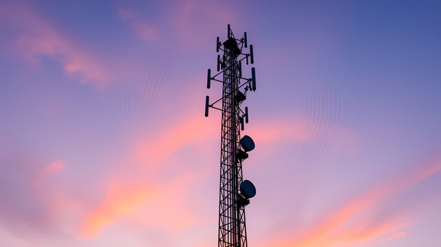 Wireless tower with radio waves
