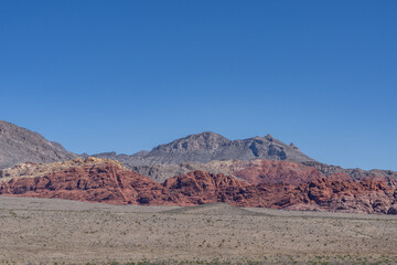 Red Rock Canyon Road | Las Vegas, Clark County, Nevada. Mojave Desert. Basin and Range Province. Aztec Sandstone(Jurassic) geological formation.