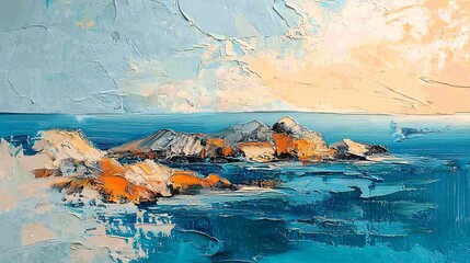 Landscape painting of seaside reef sunrise © picUpUp