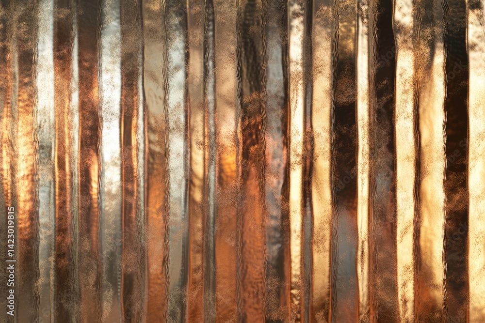 Poster abstract composition of reflective surfaces with warm tones creating an ethereal atmosphere during s