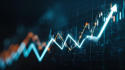Global financial growth concept – vibrant bar graph and rising stock-market line chart symbolizing strategic business expansion, digital economy trends, and increasing corporate profits