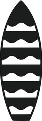 Wavy Striped Surfboard Silhouette Vector – Summer Beach Icon Illustration