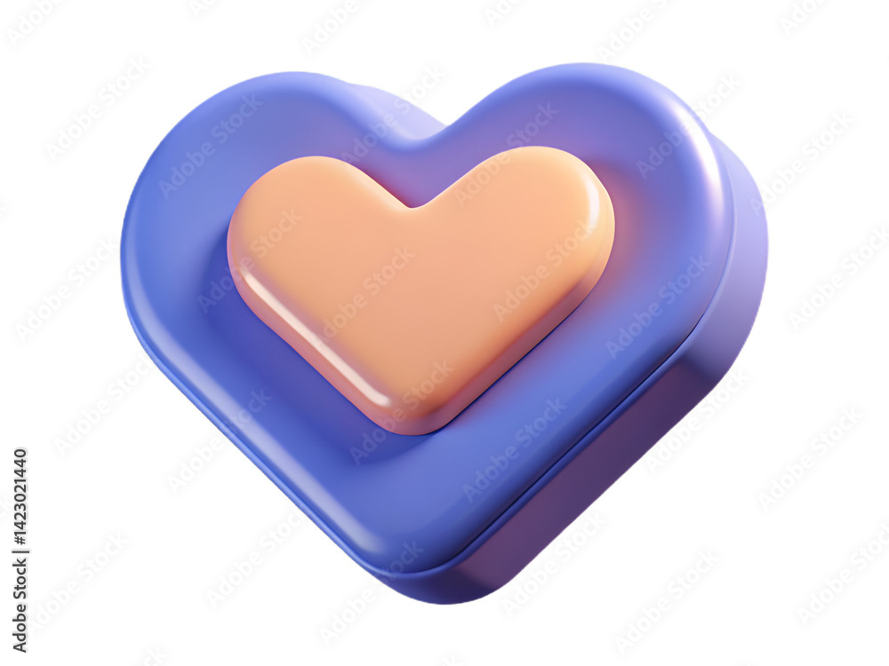 Poster heart shape rendering layered design love and affection symbol