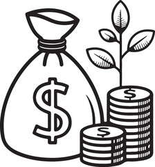 money bag icon,Money bag icon isolated on white background. Bank symbol, profit graphic, flat web sign