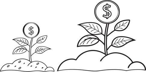 Dollar tree icon vector,Money Tree Icon Flat Graphic Design
