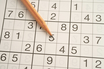 Sudoku puzzle, game to play for keep you brain younger for developing Alzheimer disease in senior...