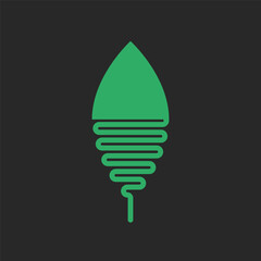 Abstract green leaf and dynamic spiral flowing lines combining eco and tech logo, for eco technology branding, bio product labels, innovation packaging, and identity design.
