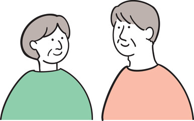 Obraz premium 夫婦のシンプルなイラスト / senior couple illustration