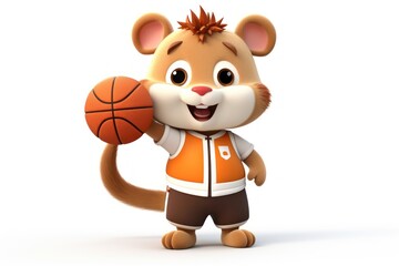 Basketball sports hamster cartoon.