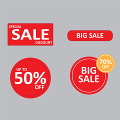 set of red sale labels