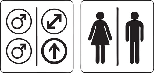 Set of people icons in black – man and woman,Male and female toilet icon
