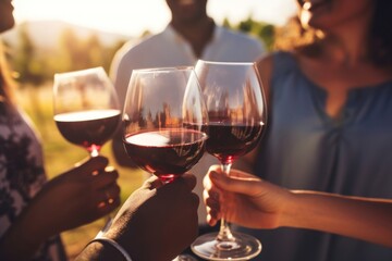 Vineyard outdoors drink party.