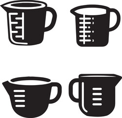 Black Silhouettes of Measuring Cups - Kitchen and Baking Essentials Collection