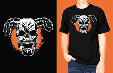 Horned Skull t-shirt design unique idea