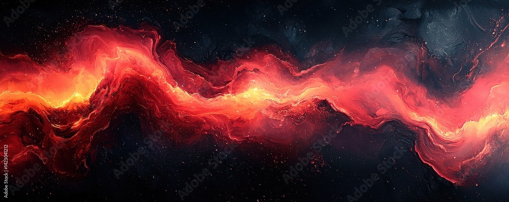 Poster dynamic abstract red and black fluid pattern with ethereal and artistic motion