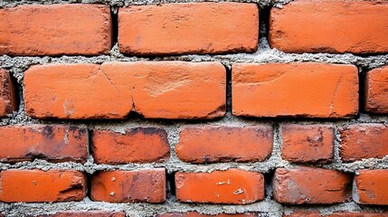 Obraz premium Detailed closeup of a traditional red brick wall with visible cement texture