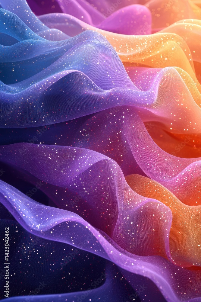 Aufkleber vibrant abstract background with colorful gradient waves and glittering particles