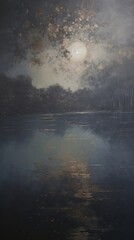 Fototapeta premium Lake wallpaper outdoors painting texture.