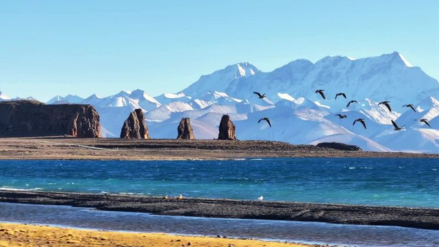 4k Video of Namtso Lake Still As Beautiful As Ever With Sacred Snow Mountain Dream Destination Peaceful Scenic View
