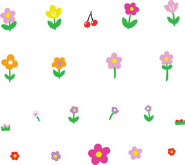 set of cute seamless floral pattern flowers on a white background vector illustration
