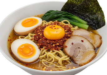 Delicious Ramen Recipe: Spicy Pork Ramen Bowl transparent background