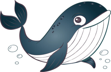 teal and white Cute Cartoon Whale – Adorable Sea Animal Clipart digital fish illustration for Kids’ Designs, Ocean-Themed Decor, Stickers, Educational Materials, Crafts, and Baby Shower Graphics
