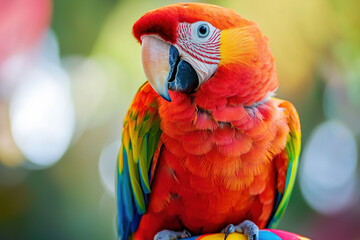 Obraz premium Colorful Parrot with Bright Feathers Sitting on a Vibrant Perch