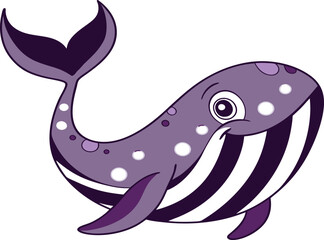 colorful Cute Cartoon Whale. digital illustration of Adorable Sea Animal Clipart in purple for Kids’ Designs, Ocean-Themed Decor, Stickers, Educational Materials, Crafts, and Baby Shower Graphics