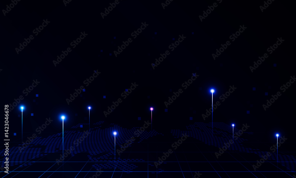 Poster abstract digital technology futuristic internet network connection dark black background. hitech com
