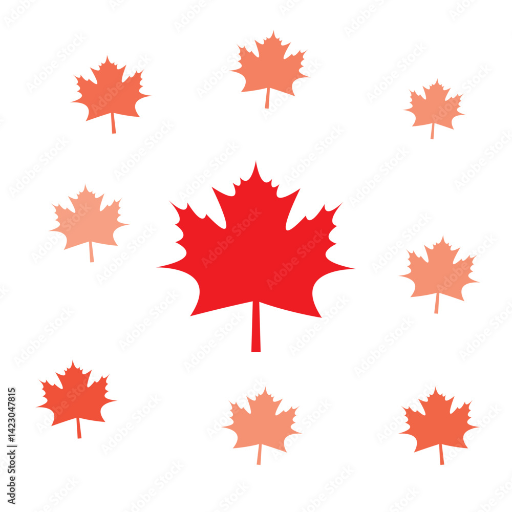 Aufkleber simple continuous red vector icon of a maple leaf, eps10