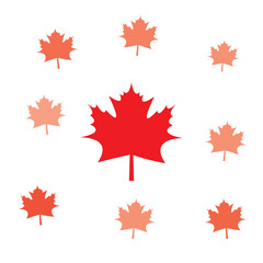 Simple Continuous red Vector Icon of a Maple Leaf, EPS10