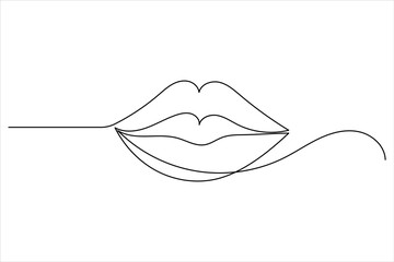 Minimalist one line lip icon continuous line drawing vector illustration