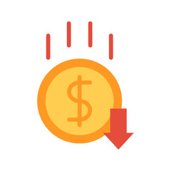 Currency Down icon vector image. Suitable for mobile apps, web apps and print media.