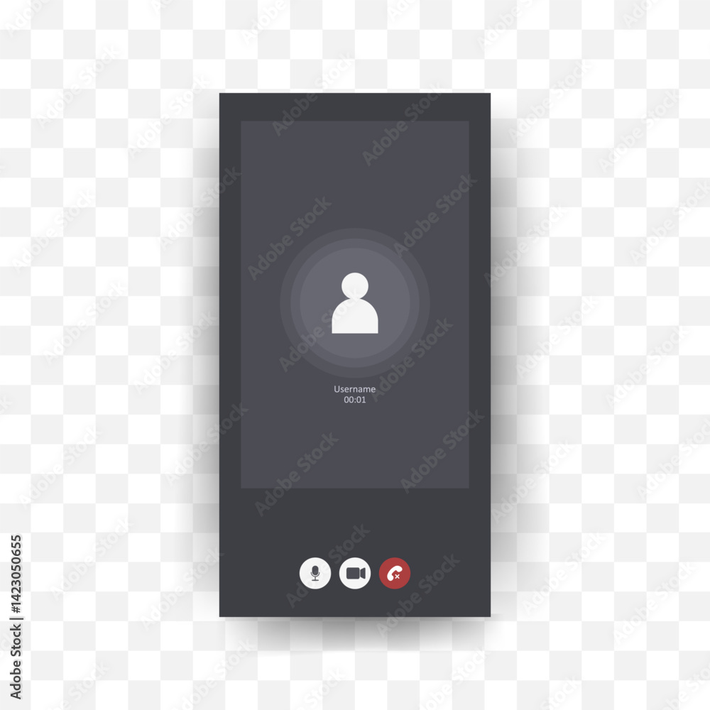Aufkleber videocall user interface. video chat screen template. online chat with avatar and buttons for mobile