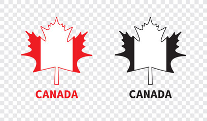 maple leaves icon collection. Maple leaf icon set. red and black maple leaf canada icon. vector illustration