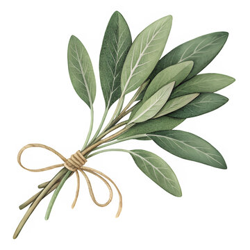 sage leaves tied with twine clip art preview