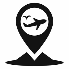 Air land location black vector on white background.