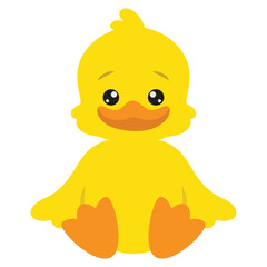 Cute yellow sitting duckling  vector cartoon illustration