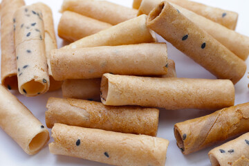 Thai snack, crispy coconut rolls