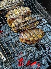 grill lamb meat on barbecue grill