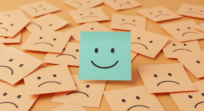 One Happy Face Among Many Sad Faces on Sticky Notes: Concept of Positivity and Resilience