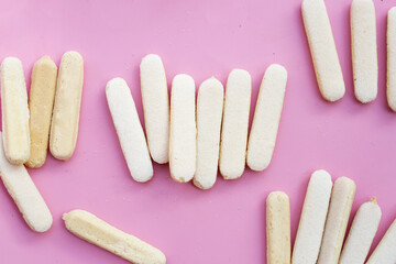 Sponge finger cookies, Italian savoiardi biscuit snack